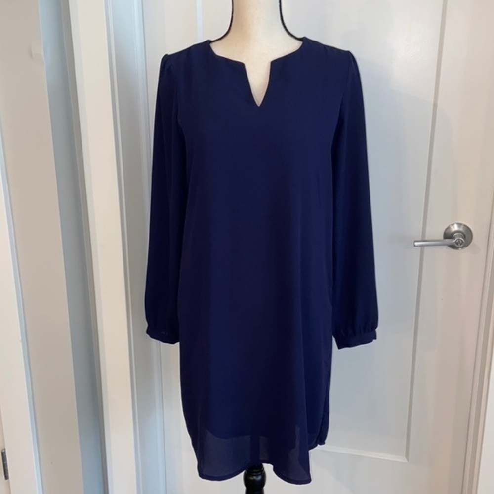 Navy Blue Long Sleeve Dress